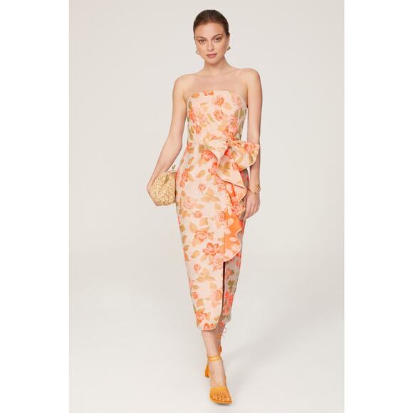 SHOSHANNA Multicolor Floral Cotton Blend Statement Bow Tie Merlin Dress Size 10 - Picture 2 of 15